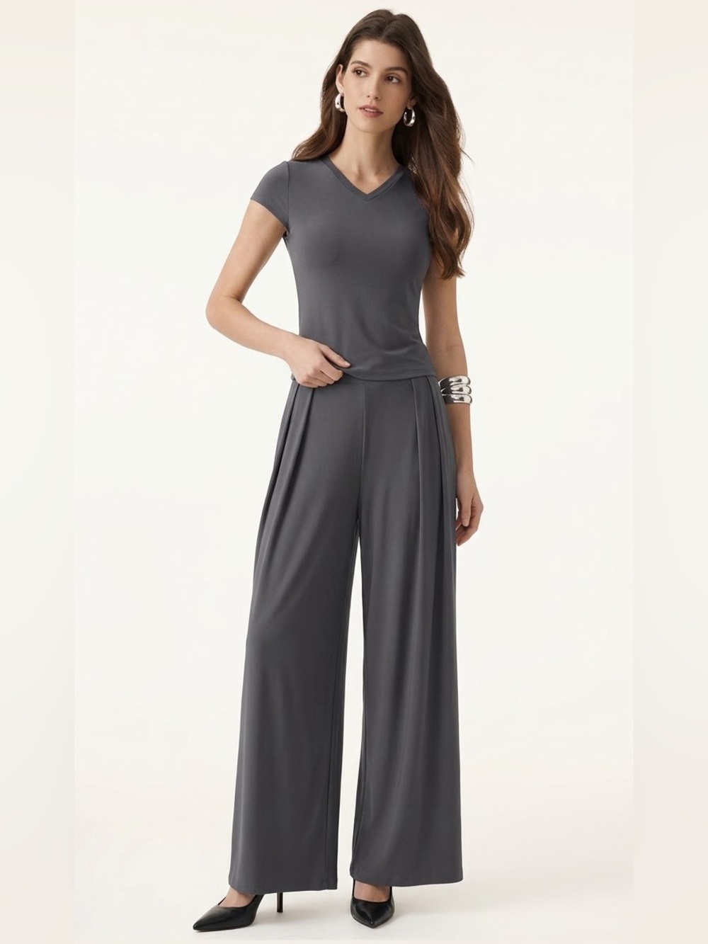 OGL Shadow Sandwashed Mid Rise Pleated Wide Leg Palazzo Pants Size Small